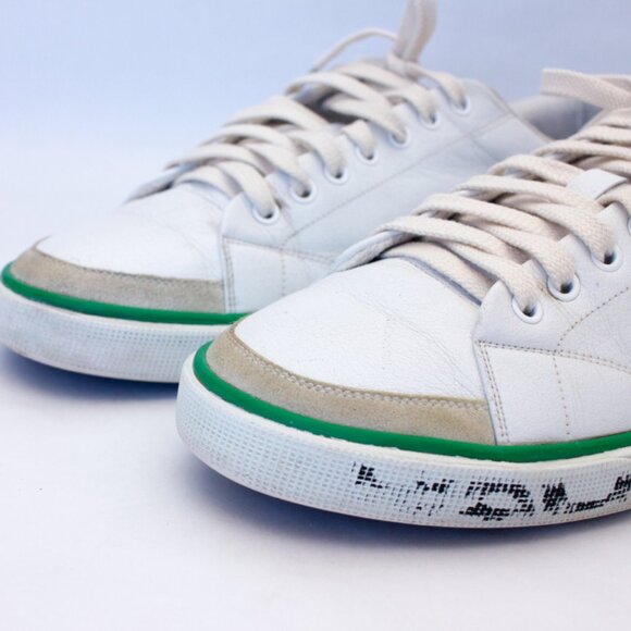 650$ BALENCIAGA - Match Tennis Distressed Leather Sneakers - Men - White Size 10 - Picture 9 of 16